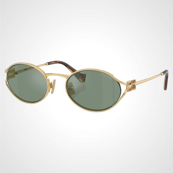 New MIU MIU Sunglasses Gold Oval Green Lens 54mm Oval Metal - Picture 6 of 8